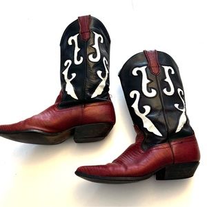 Vintage Nine West Cowboy Boots Womens 10M Red Western Leather Brazil
